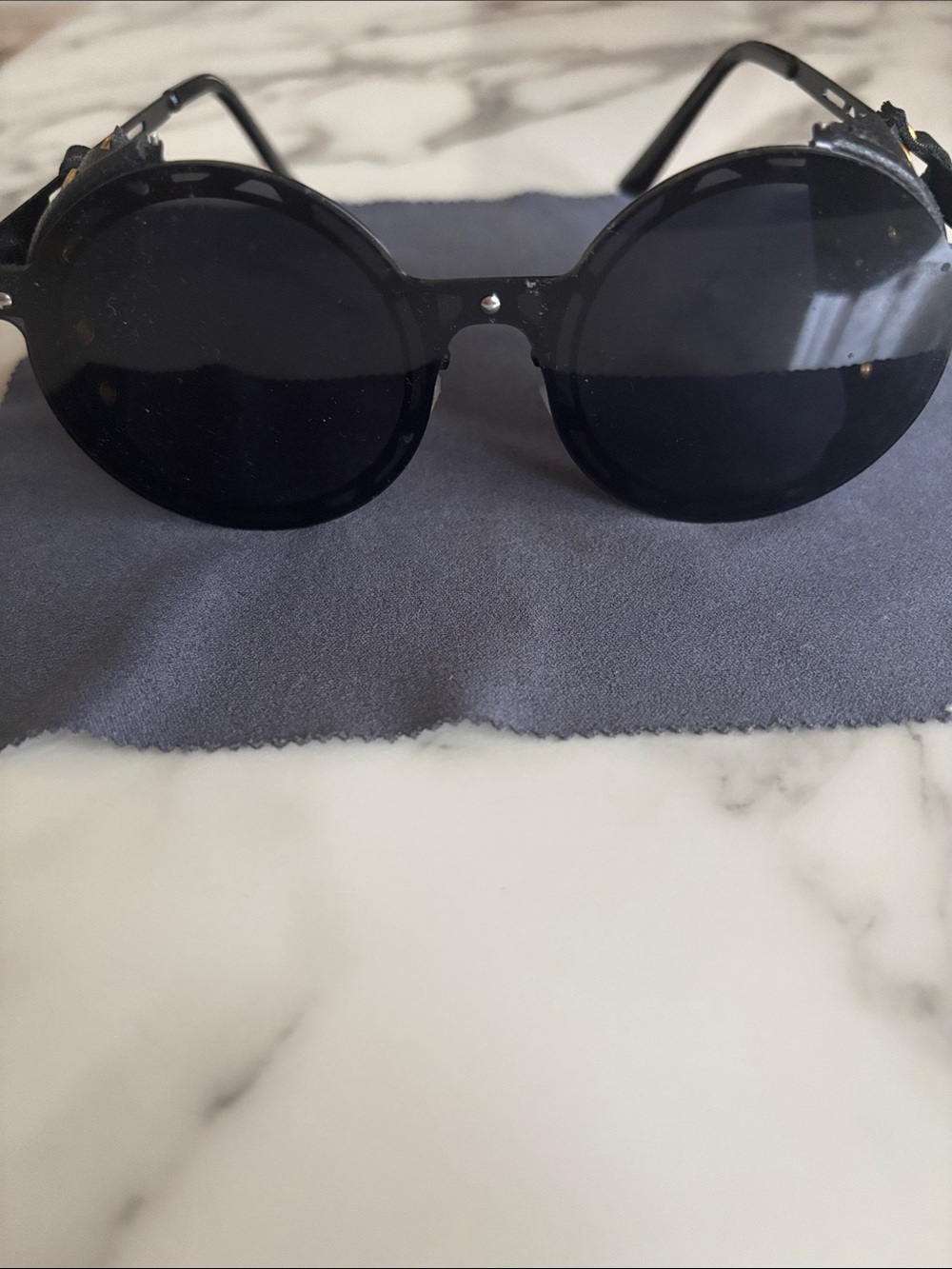 Round Black Women's Sunglasses - Classic Black Lenses